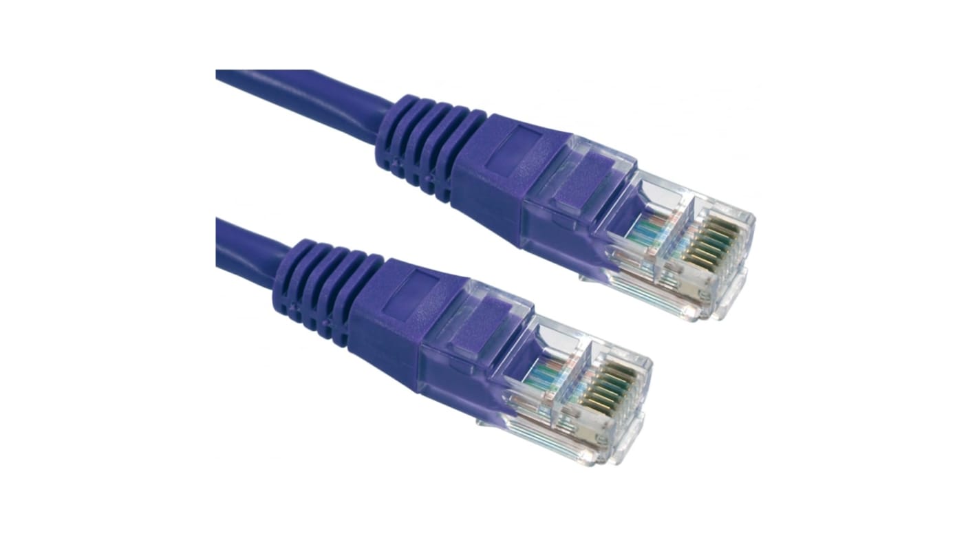 RS PRO Cat5e Straight Male RJ45 to Straight Male RJ45 Ethernet Cable, UTP, Purple PVC Sheath, 1m