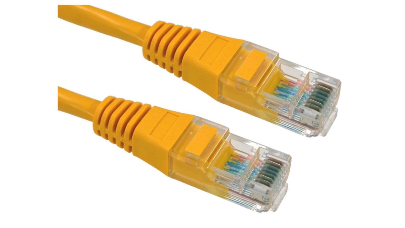 RS PRO, 1m Cat5e, Yellow RJ45 to Male RJ45 Male, UTP Unshielded, Terminated PVC Sheath