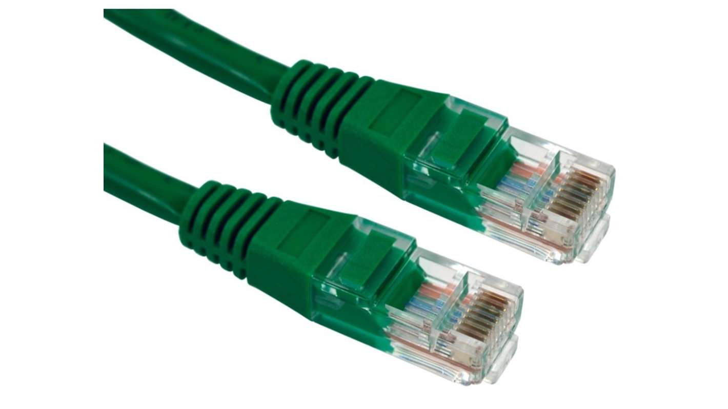 RS PRO Cat5e Straight Male RJ45 to Straight Male RJ45 Ethernet Cable, UTP, Green PVC Sheath, 3m