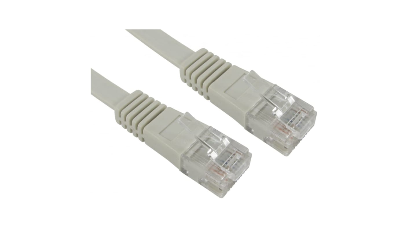 RS PRO Cat5e Straight Male RJ45 to Straight Male RJ45 Ethernet Cable, UTP, Grey PVC Sheath, 500mm