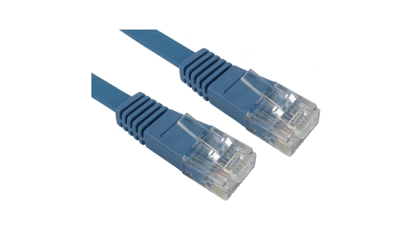 RS PRO Cat5e Straight Male RJ45 to Straight Male RJ45 Ethernet Cable, UTP, Blue PVC Sheath, 500mm