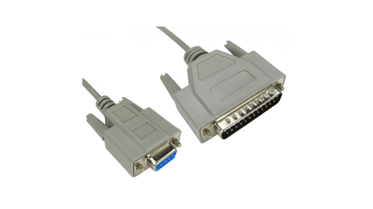 RS PRO Female 9 Pin D-sub to Male 25 Pin D-sub Serial Cable, 10m