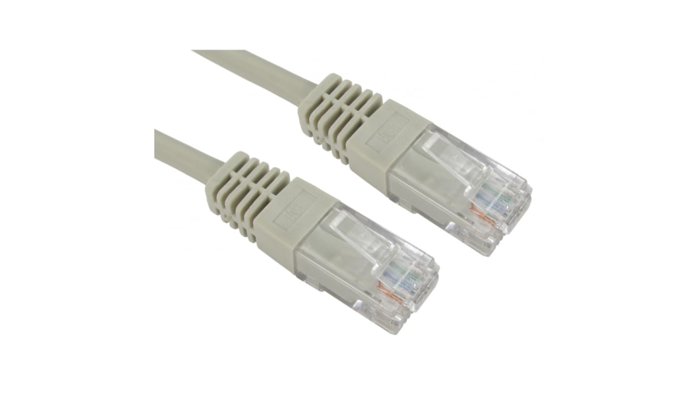 RS PRO Cat5e Straight Male RJ45 to Straight Male RJ45 Ethernet Cable, UTP, Grey PVC Sheath, 500mm