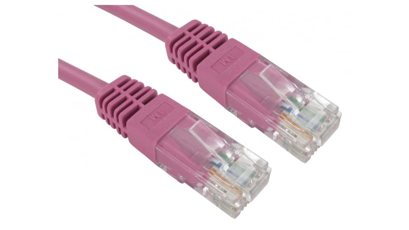 RS PRO, 0.2m Cat5e, Pink RJ45 to Male RJ45 Male, UTP Unshielded, Terminated PVC Sheath
