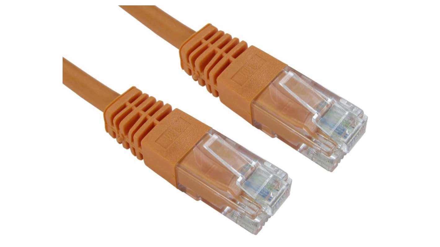 RS PRO, 1.5m Cat5e, Orange RJ45 to Male RJ45 Male, UTP Unshielded, Terminated PVC Sheath