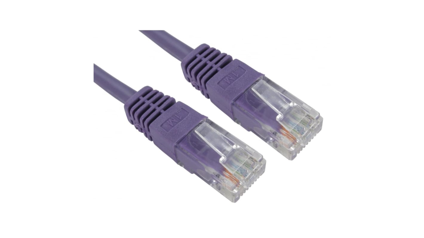 RS PRO Cat5e Straight Male RJ45 to Straight Male RJ45 Ethernet Cable, UTP, Purple PVC Sheath, 1.5m