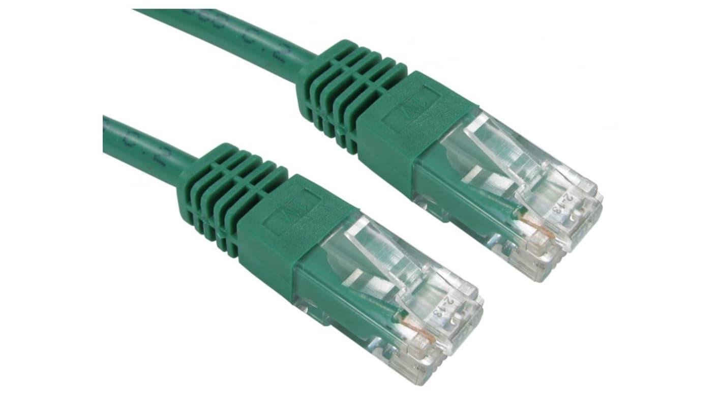 RS PRO, 3m Cat5e, Green RJ45 to Male RJ45 Male, UTP Unshielded, Terminated PVC Sheath