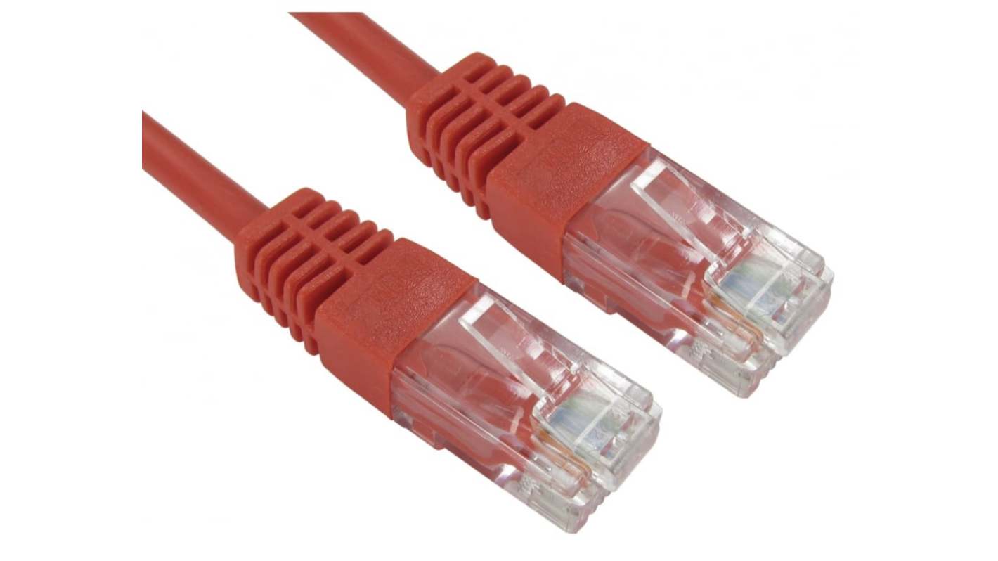 RS PRO, 10m Cat5e, Red RJ45 to Male RJ45 Male, UTP Unshielded, Terminated PVC Sheath