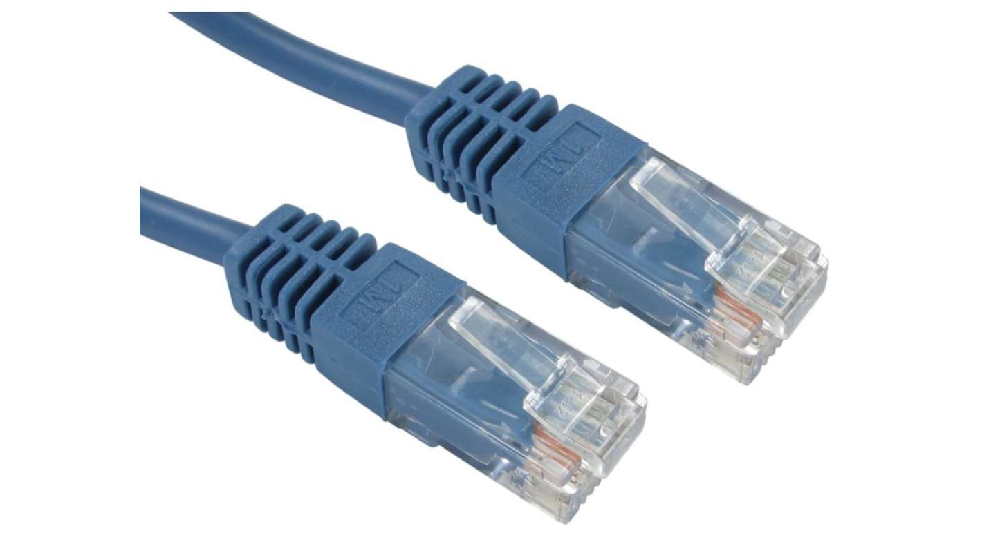RS PRO, 15m Cat5e, Blue RJ45 to Male RJ45 Male, UTP Unshielded, Terminated PVC Sheath