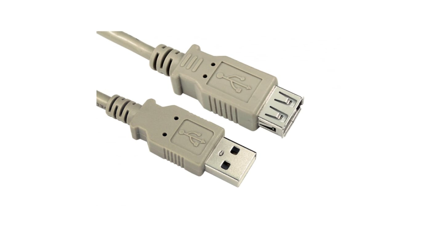 RS PRO USB 2.0, Male USB A to Female USB A, 250mm