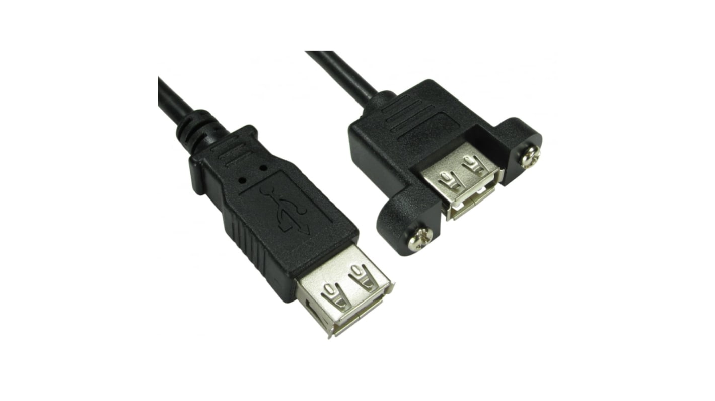 RS PRO USB 2.0, Female USB A to Female USB A, 180mm