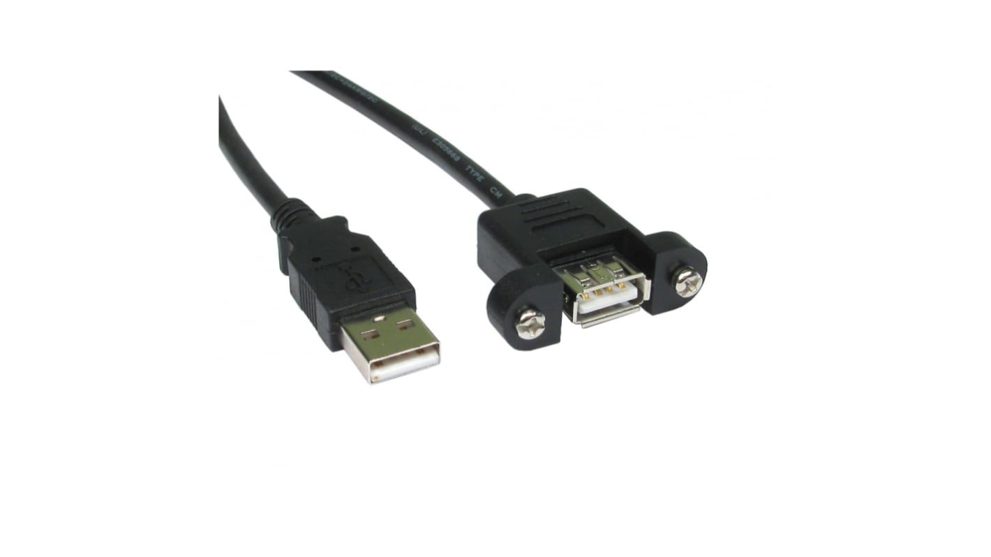 RS PRO USB 2.0, Male USB A to Female USB A, 1m