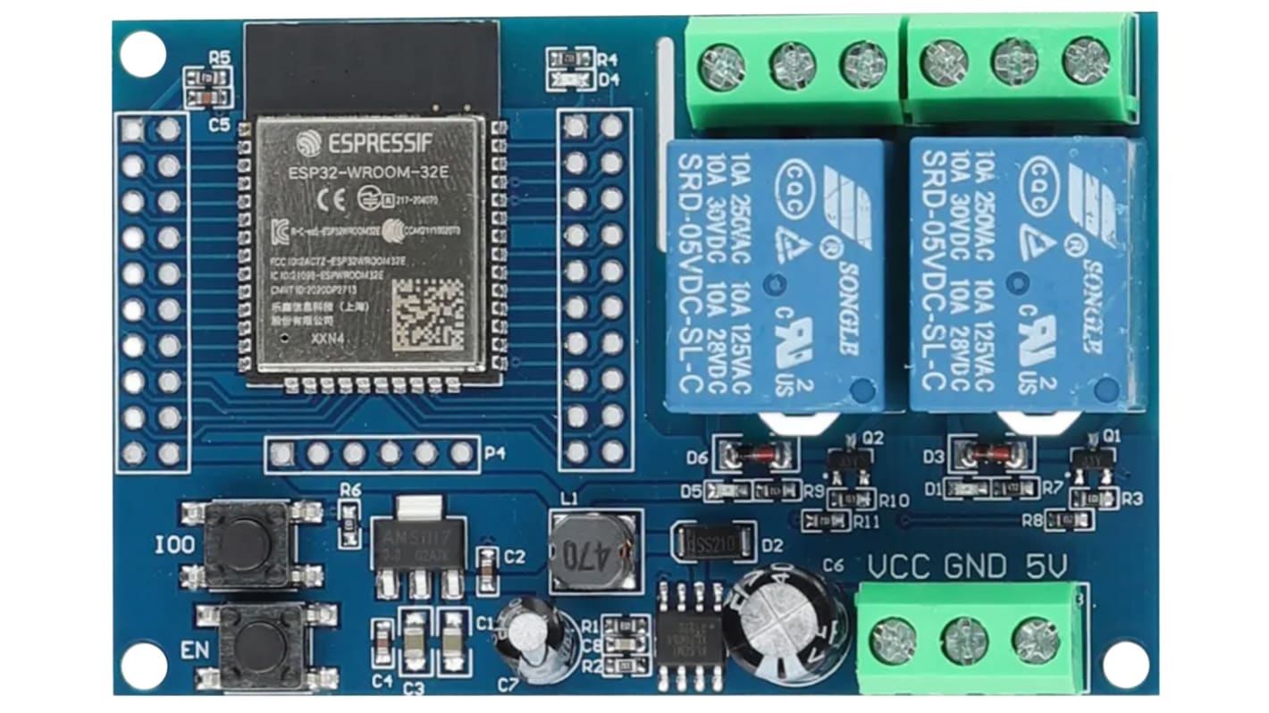 Kommunikáció és vezeték nélküli fejlesztőeszköz, ESP32-RELAY02, Relé modul, Relay Control Card, Arduino, Raspberry Pi,