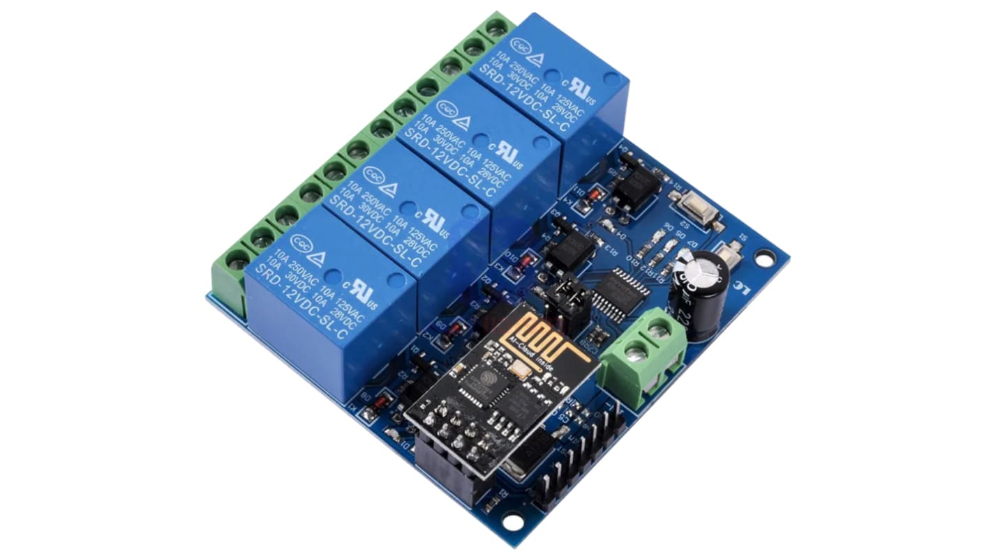 Kommunikáció és vezeték nélküli fejlesztőeszköz, ESP-RELAY04-5V, Relé modul, Relay Control Card, Arduino, Raspberry Pi,