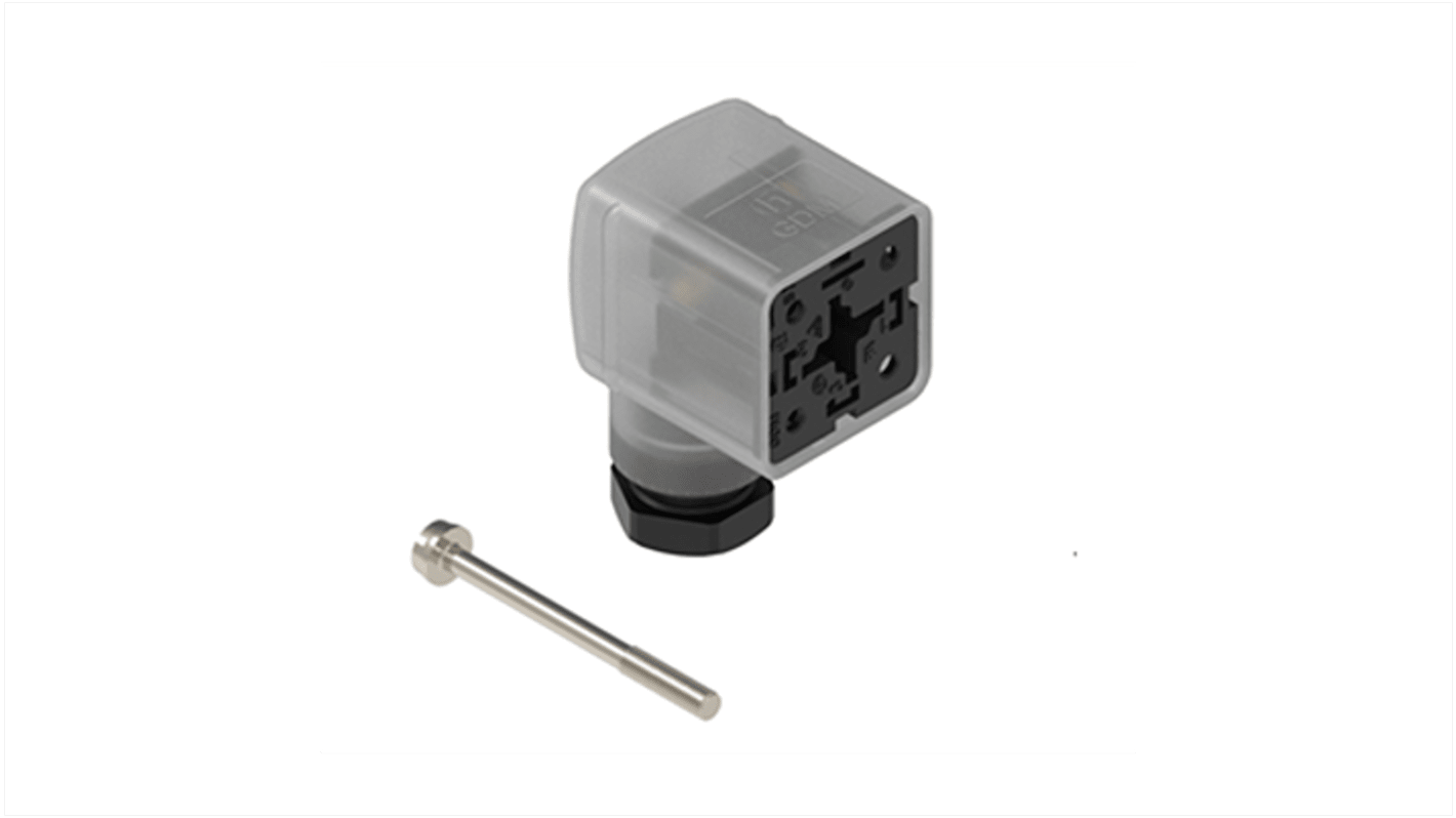 Conector DIN En Ángulo Hembra Hirschmann serie GDM de 3 vías, 10A, 230 V CA/CC, DIN EN 175301-803-A, IP65