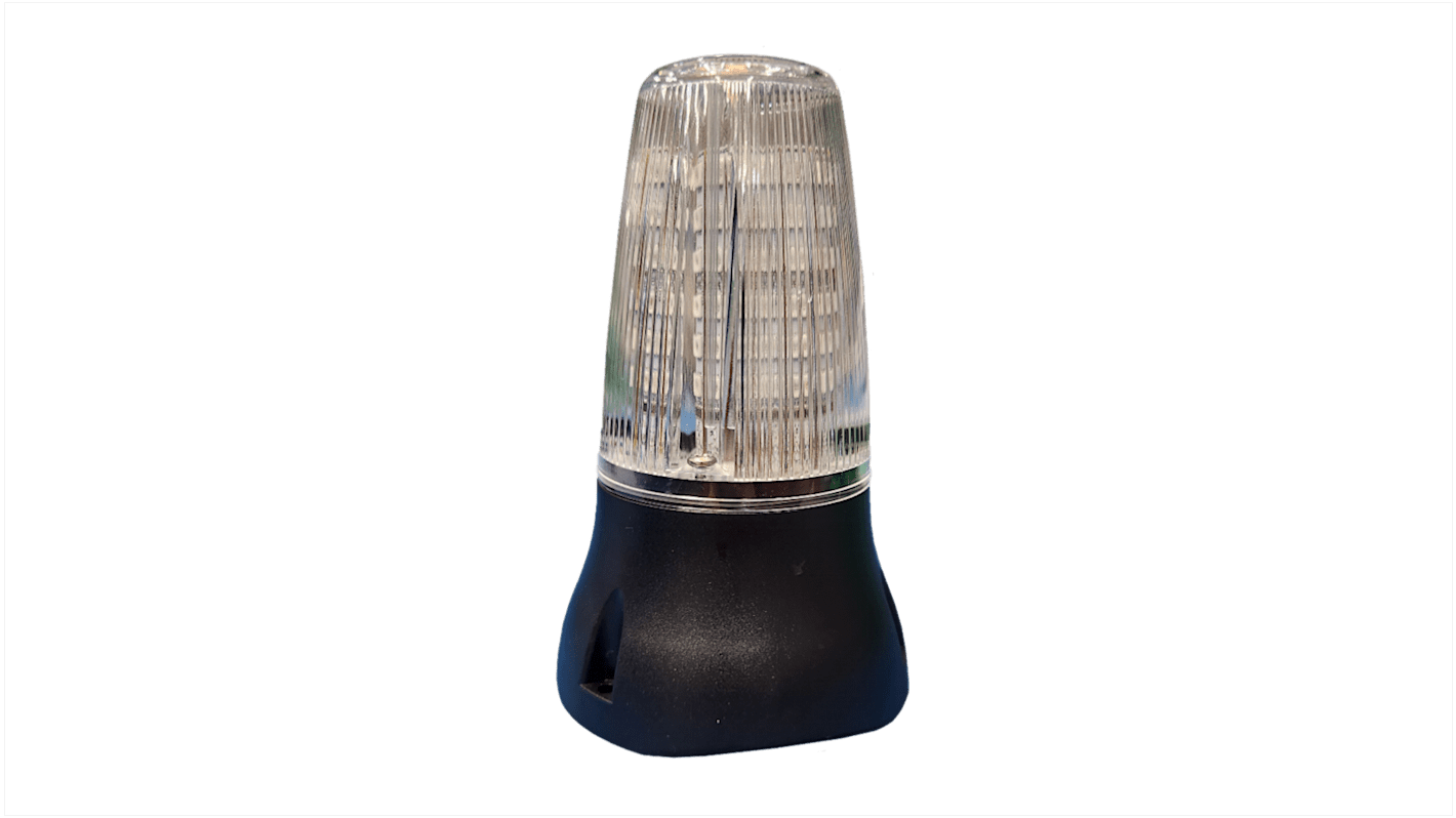 RS PRO LED警示灯, 24 V 直流电源, 1米外90dB, IP65, 透明灯罩, 黑色外壳