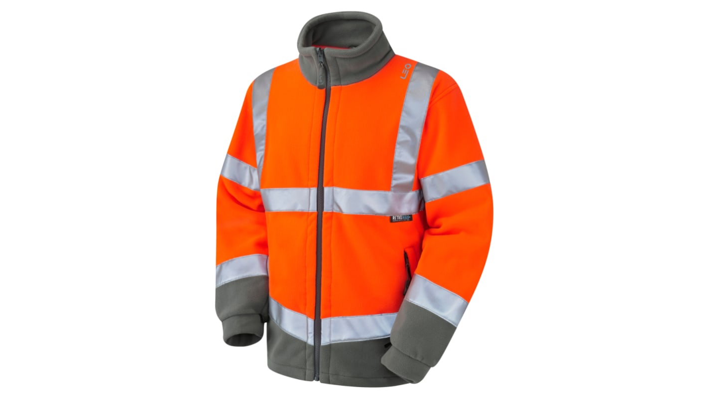 Leo Workwear Orange Unisex Hi Vis Fleece, 4XL