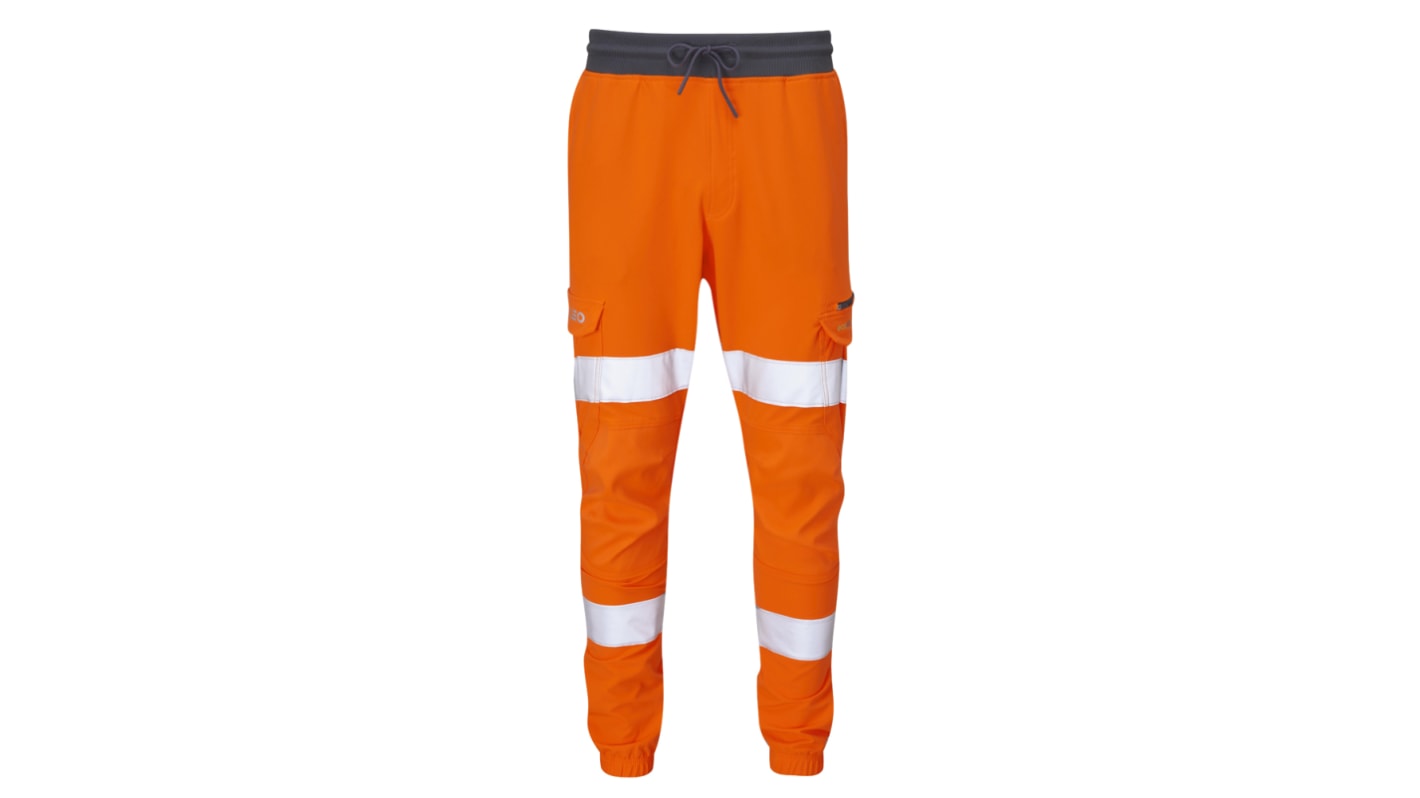 Leo Workwear JT01-O-LEO Orange Lightweight, Stretchy Hi Vis Trousers 94 → 99cm