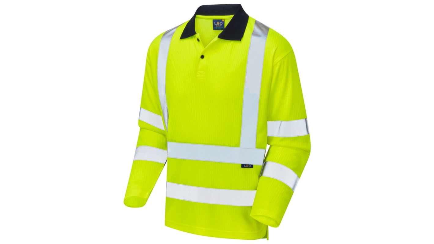 Polo de alta visibilidad de manga larga Unisex Leo Workwear de color Amarillo, talla 3XL