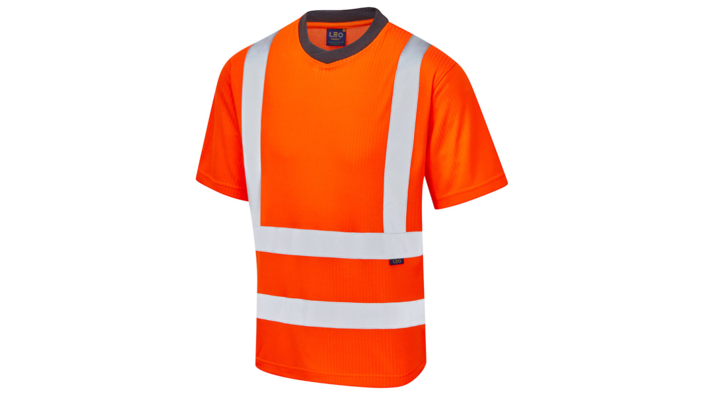 Leo Workwear Warnschutz T-Shirt Kurz Orange Unisex Größe 3XL T01-O-LEO