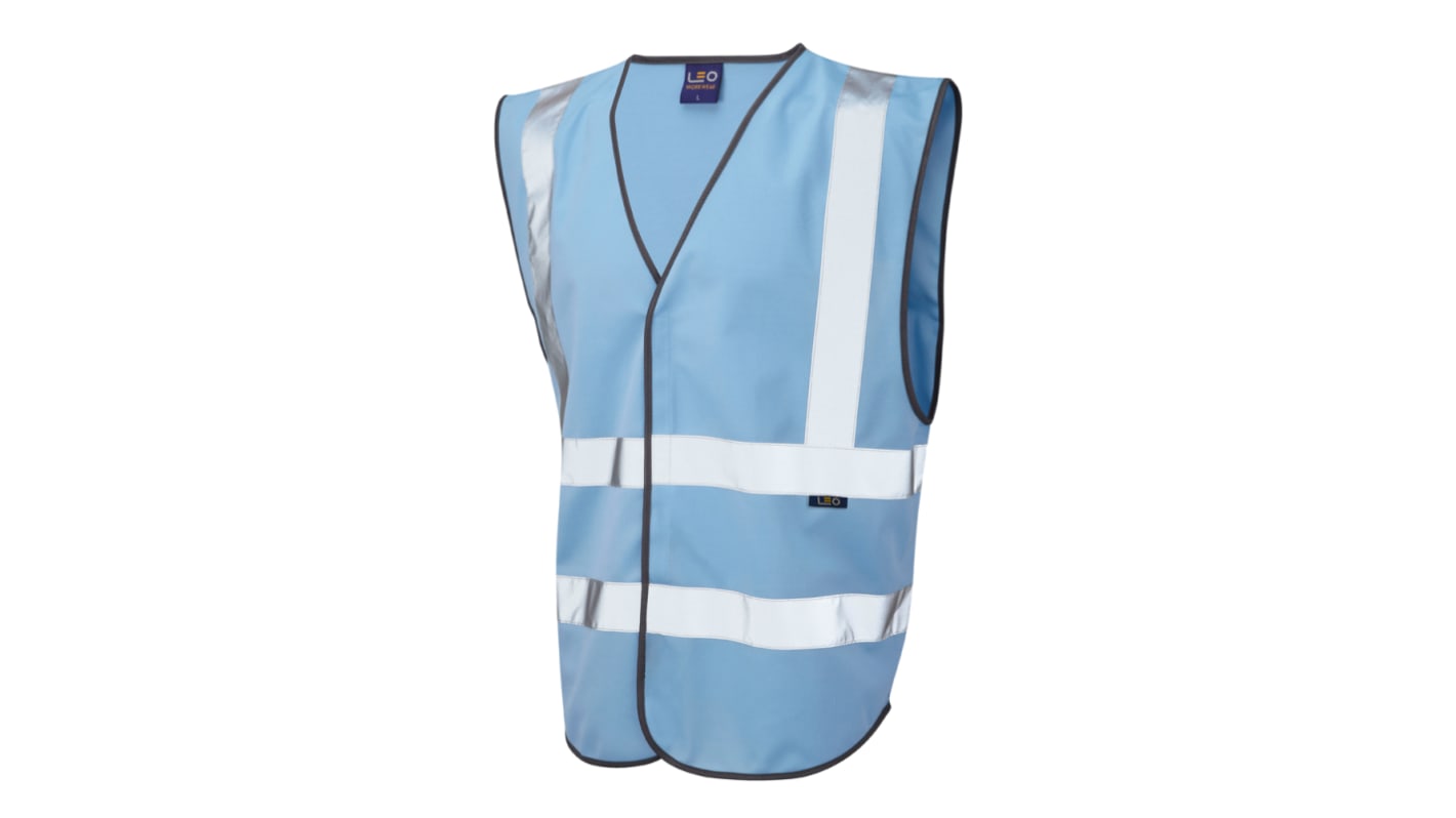 Leo Workwear Blau Unisex L Warnweste, Klettverschluss, Reflektierend