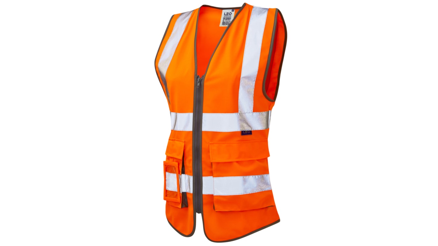 Chaleco de alta visibilidad Mujer Leo Workwear de color Naranja, talla 3XL, cierre con Zip