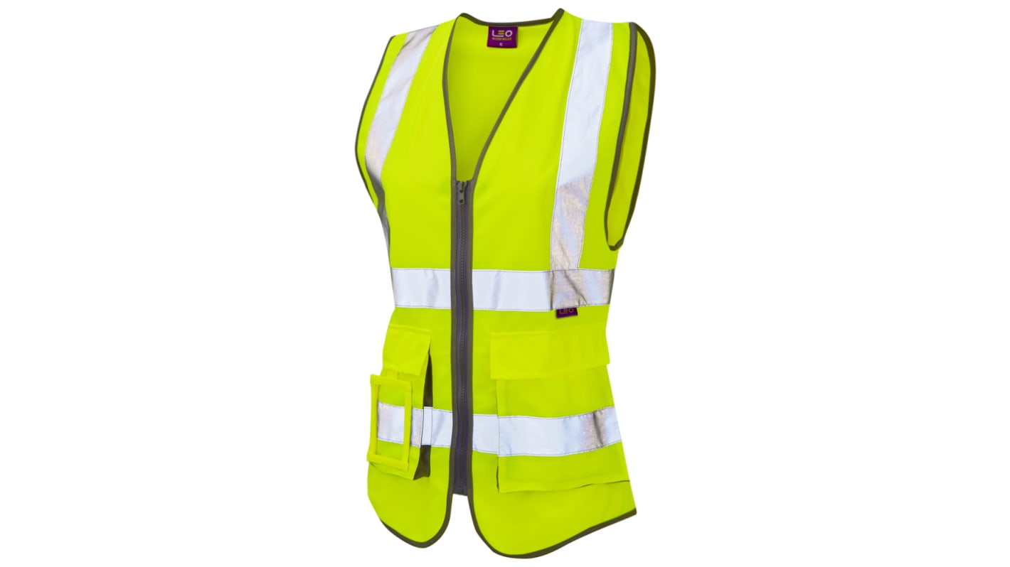 Chaleco de alta visibilidad Mujer Leo Workwear de color Amarillo, talla 3XL, cierre con Zip