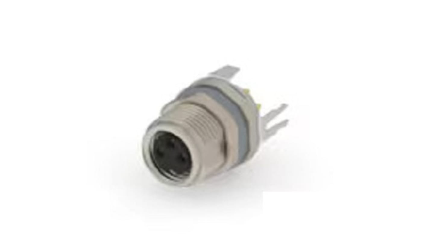 TE Connectivity Circular Connectors, 3 Contacts, Panel Mount, M8 Connector, Plug, Female, IP67, T4 Series