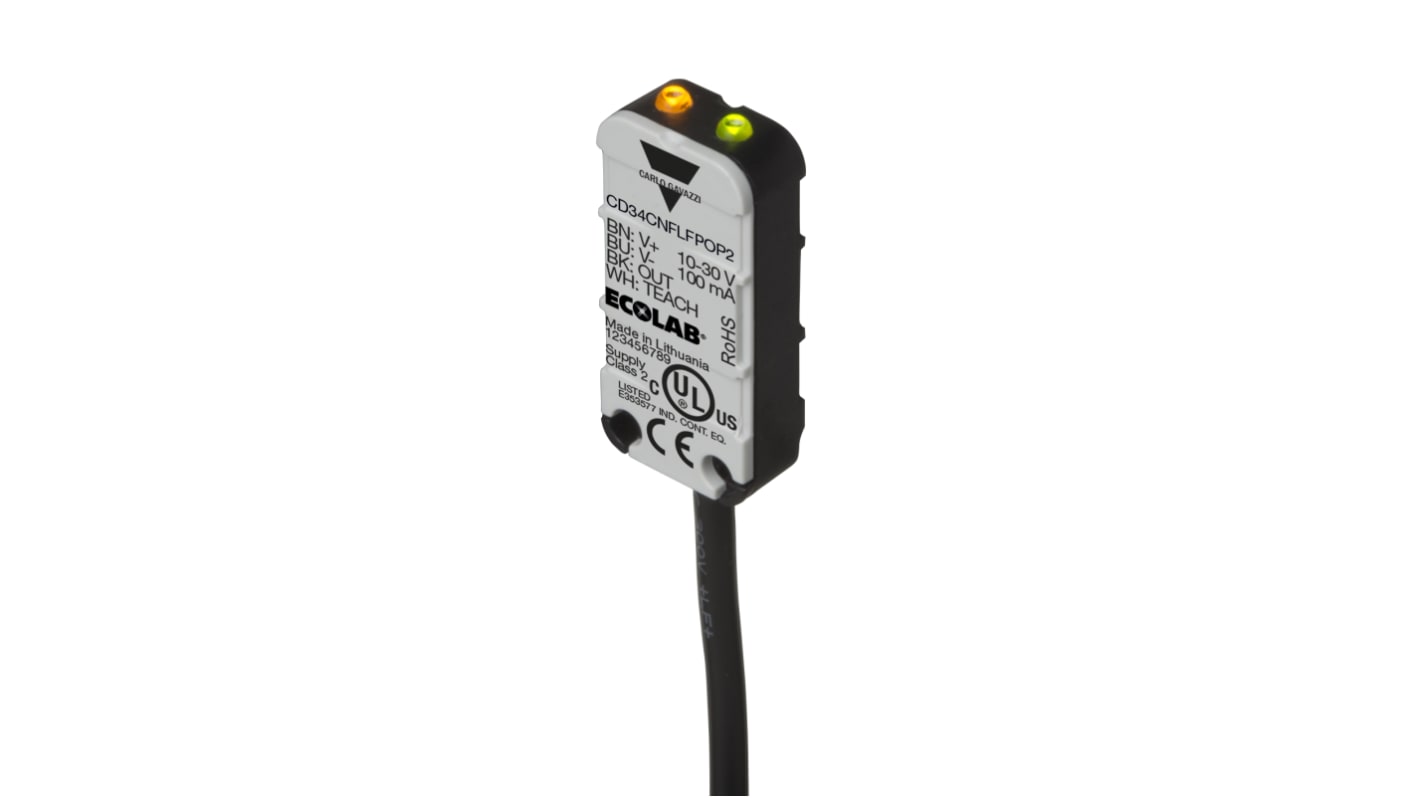 Carlo Gavazzi CD34CNFLFN Series Capacitive Sensor Level Sensor, PNP Output, Flush Mounting, Plastic Housing Body