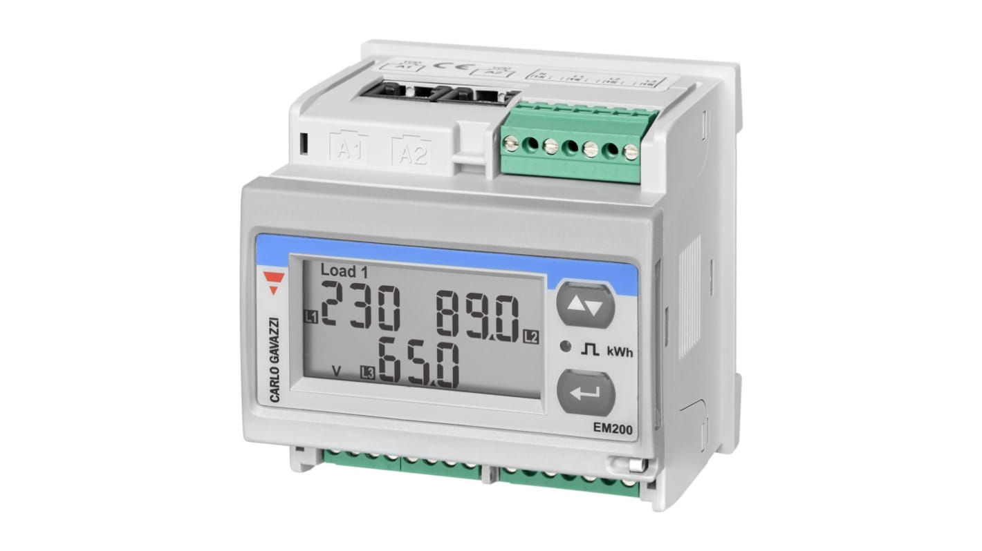 Medidor de energía Carlo Gavazzi serie EM27172DM, display Display LCD, 3 fases, dim. 68mm x 68mm