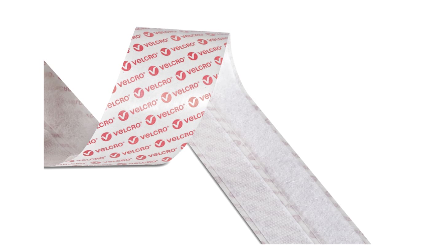 Velcro Adhesive White Hook & Loop Tape, 20mm x 2.5m