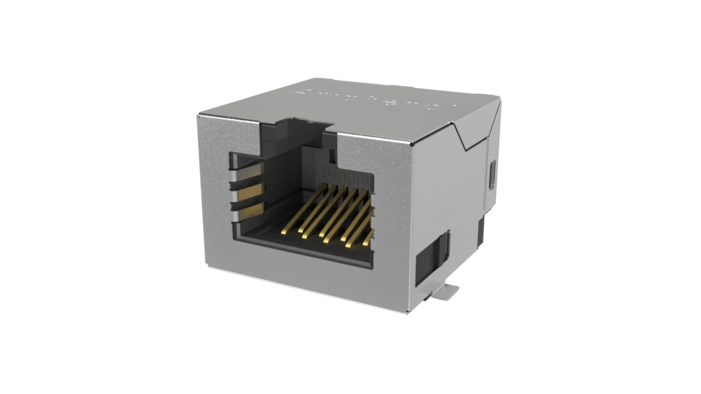 Conector Ethernet Cat6a Hembra Amphenol Communications Solutions serie RJE3C18864, de 8 vías, apantallamiento EMI