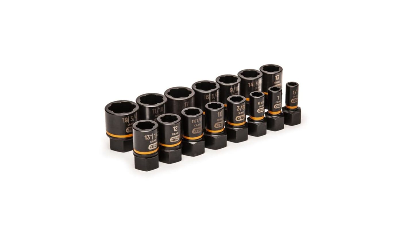 GearWrench 15-Piece Imperial 1/4 in, 3/8 in Standard Socket Set with Ratchet, Extraction