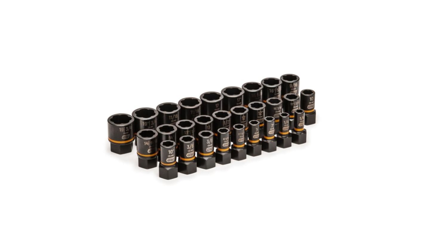 GearWrench 28-Piece Imperial 1/4 in, 3/8 in Standard Socket Set with Ratchet, Extraction