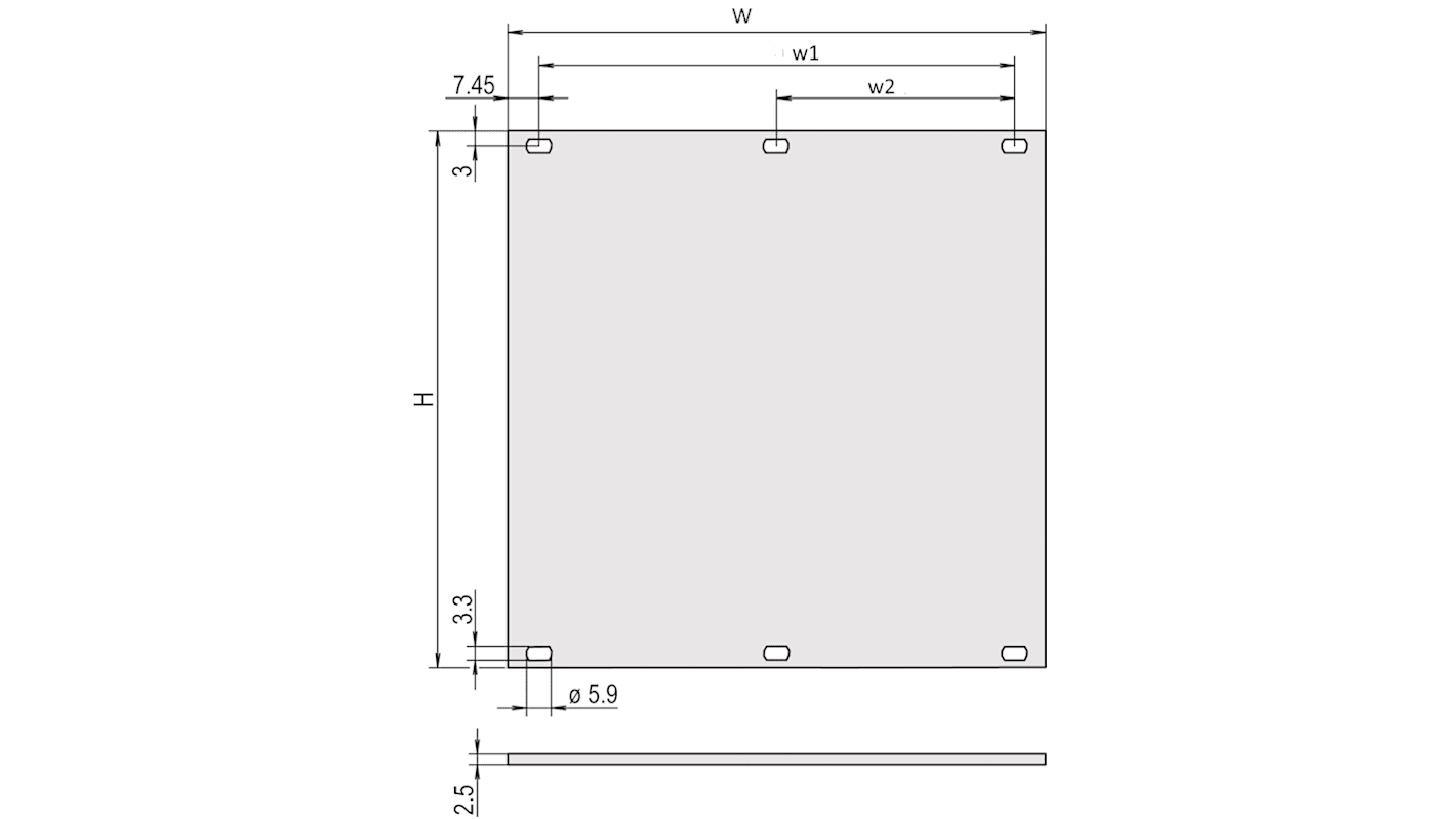 nVent SCHROFF 3U Frontplatte 128.4 x 50.5 x 2.5mm, Aluminium