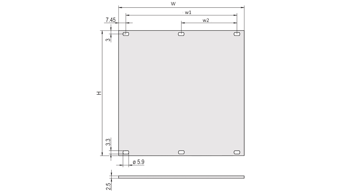 nVent SCHROFF Aluminium Front Panel, 128.4 x 141.9 x 2.5mm