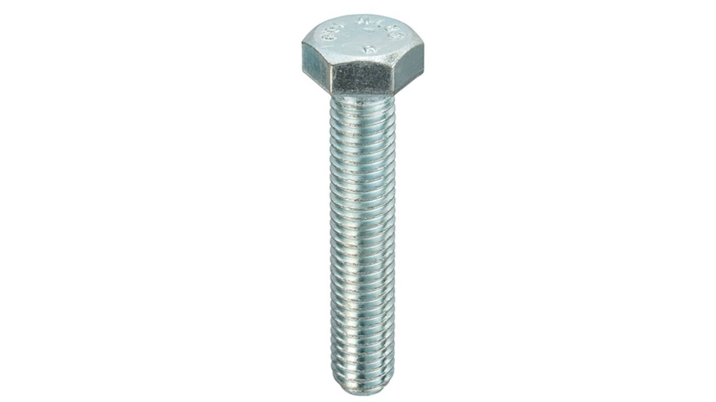 RS PRO Bright Zinc Plated Steel, Hex Setscrew, M18 x 50mm