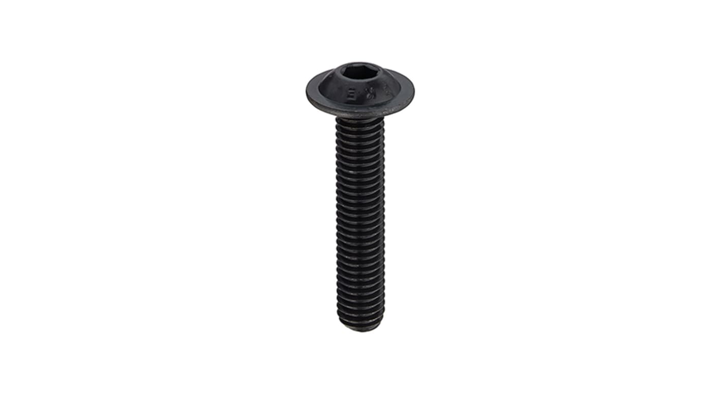 RS PRO Plain Steel Hex Socket Button Flange Screw, ISO 7380, M8 x 12mm