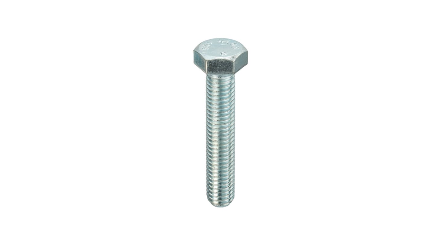 RS PRO Bright Zinc Plated Steel, Hex Setscrew, M16 x 70.0mm