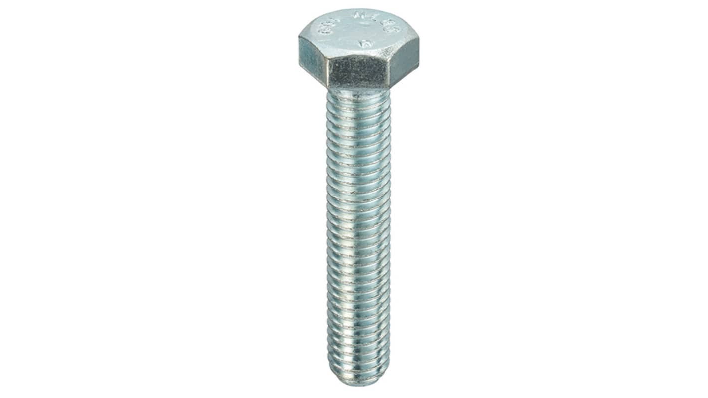 Śruba ustalająca z łbem sześciokątnym gwint M20 120.0mm Stalowe Powlekane jasnym cynkiem RS PRO