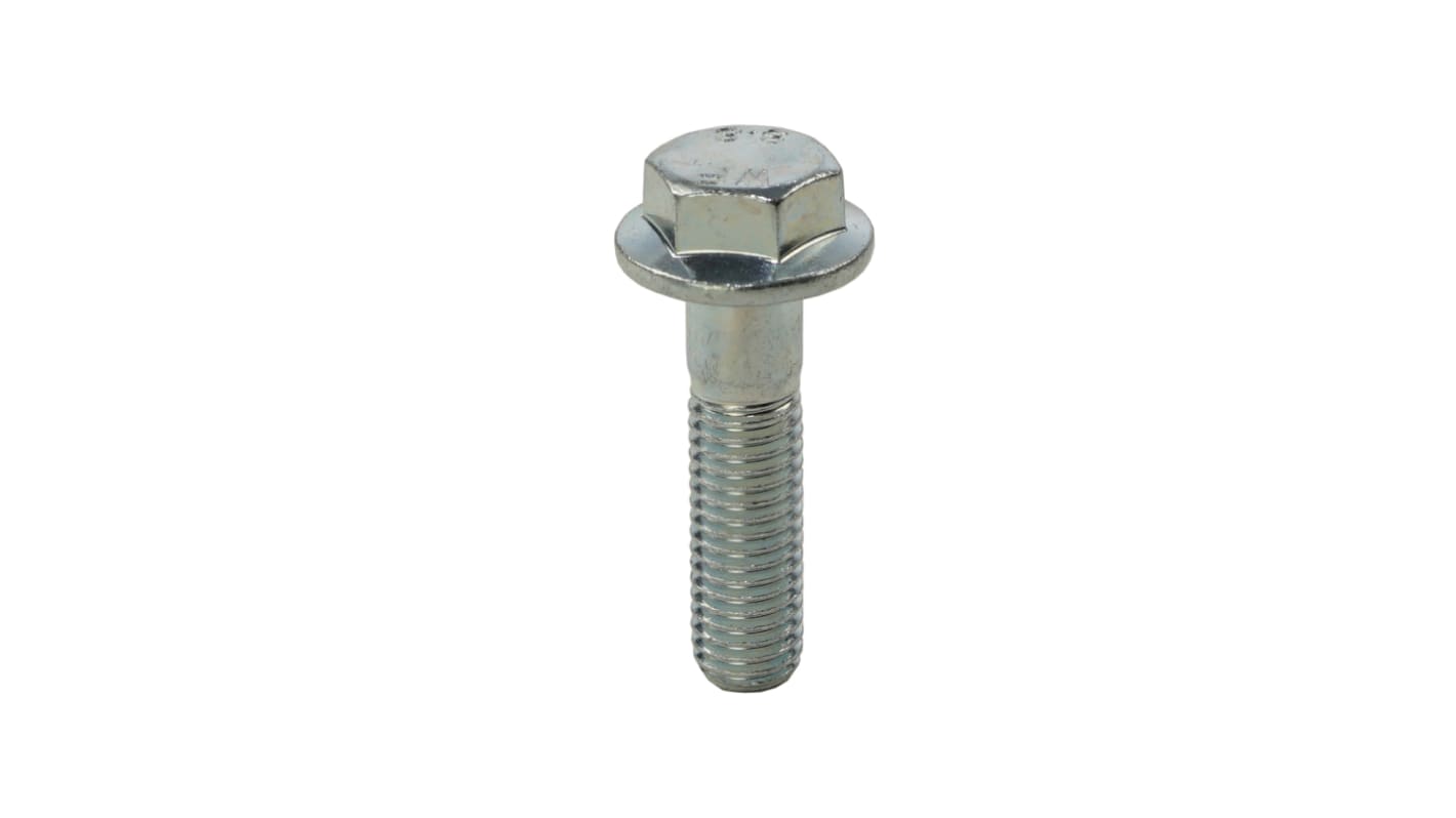 RS PRO Bright Zinc Plated Steel, Plain Flange Bolt, M8 x 20.0mm