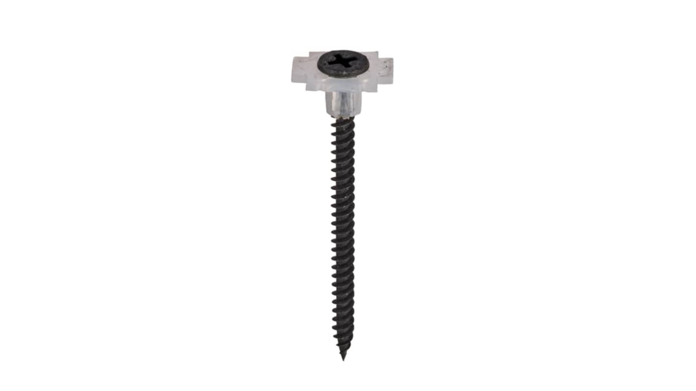 RS PRO Phillips Bugle Steel Collated Drywall Screw, Black, 3.5mm Thread, 55mm Length