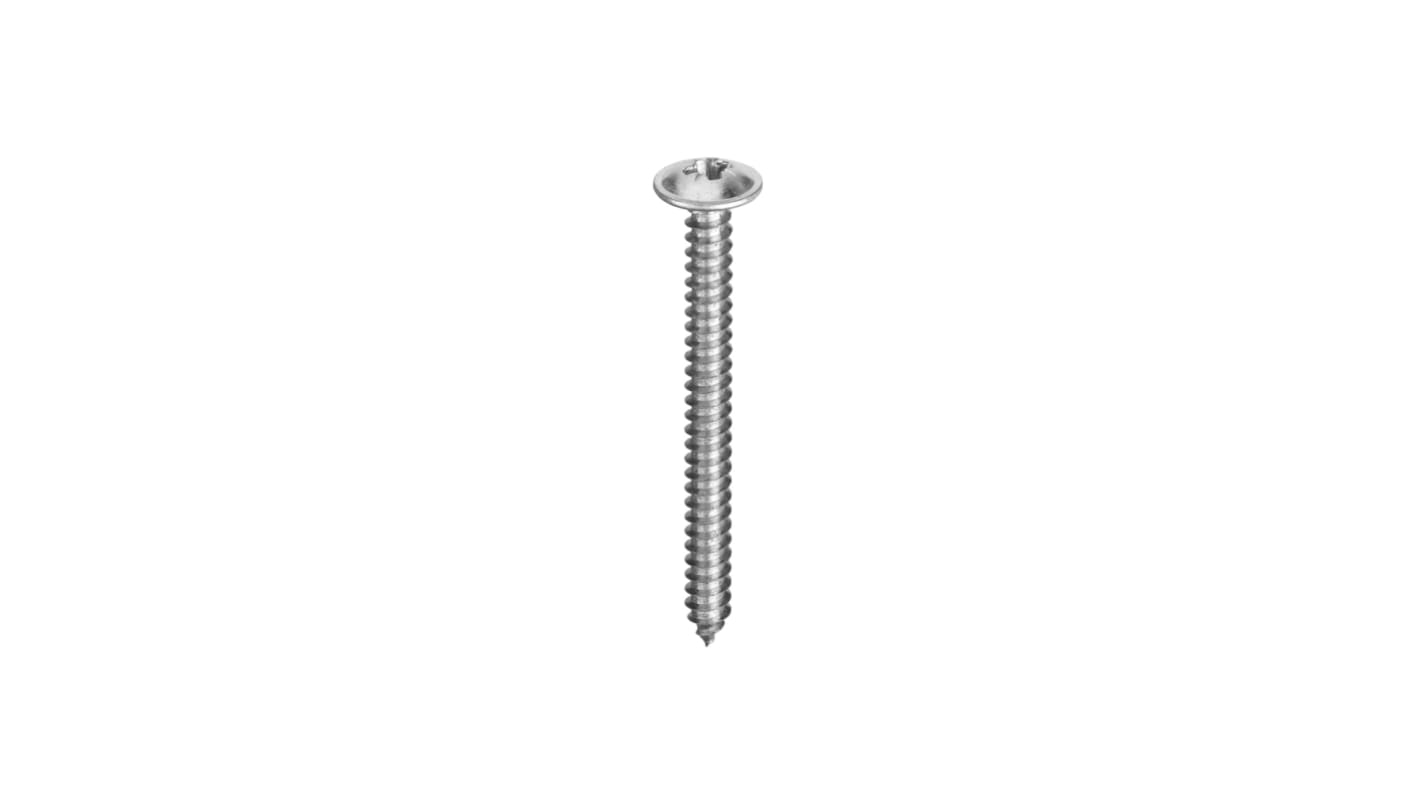 RS PRO Bright Zinc Plated Steel Flanged Head Self Tapping Screw, N°4 x 13mm Long