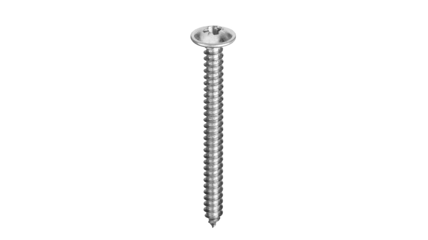 RS PRO Bright Zinc Plated Steel Flanged Head Self Tapping Screw, N°10 x 19mm Long