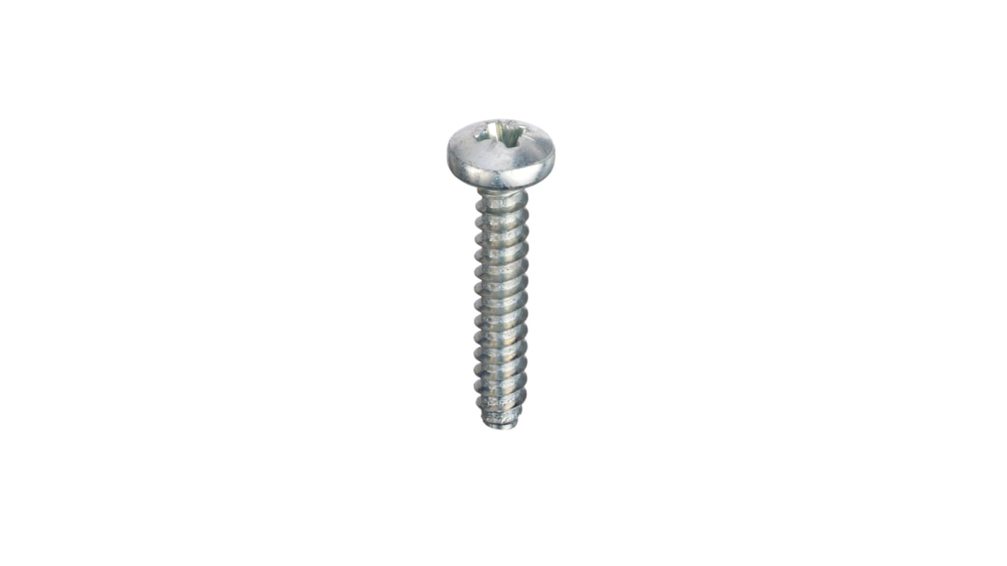 RS PRO Bright Zinc Plated Steel Pan Head Self Tapping Screw, N°4 x 6.5mm Long
