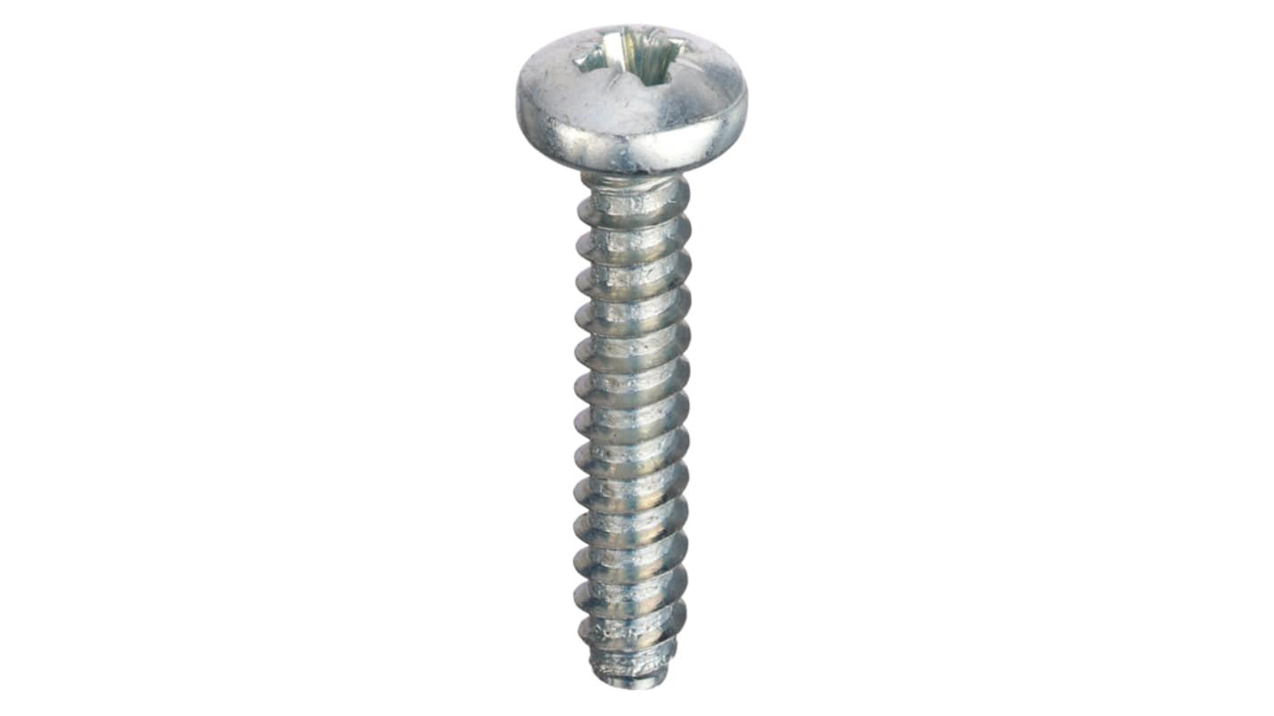 RS PRO Bright Zinc Plated Steel Pan Head Self Tapping Screw, N°10 x 13mm Long