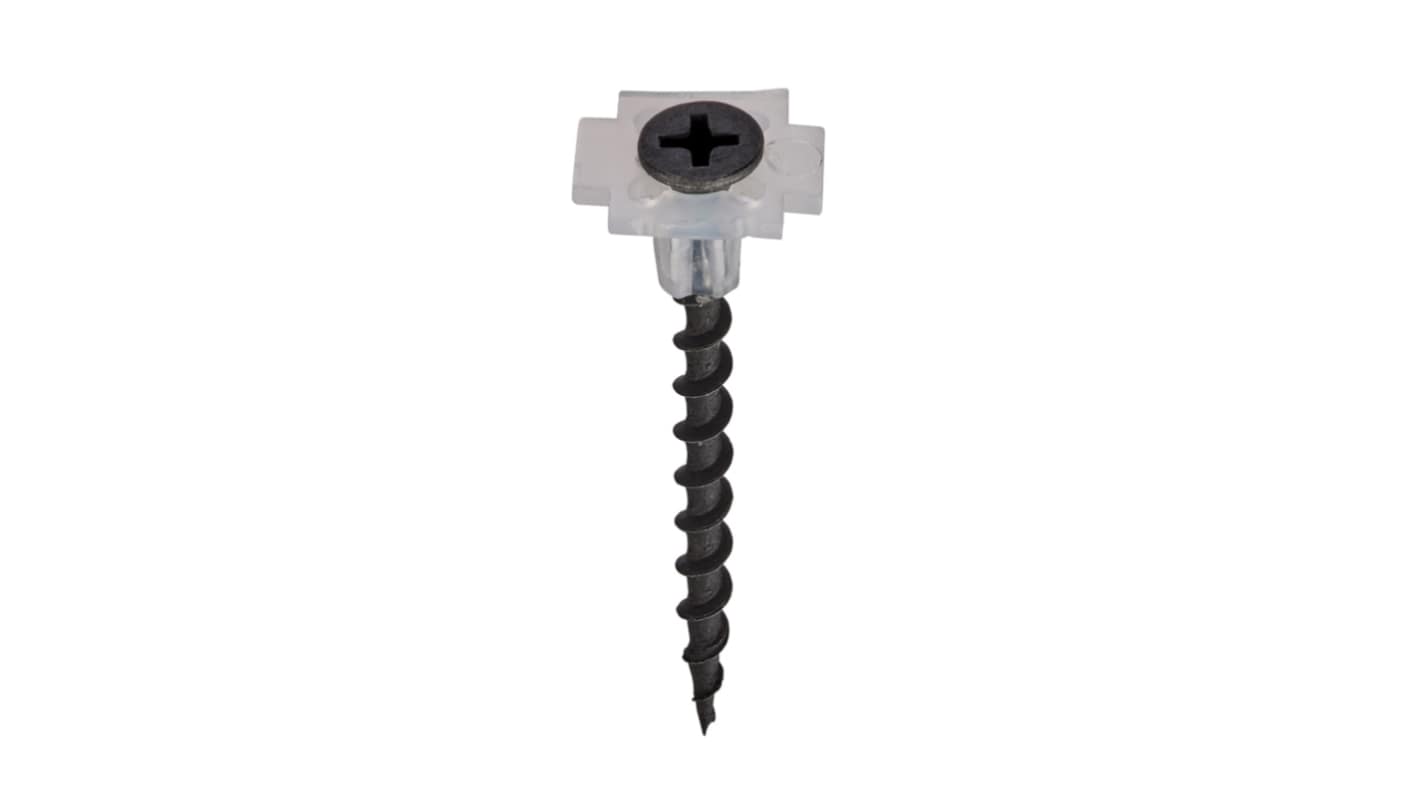 RS PRO Phillips Bugle Steel Collated Drywall Screw, Black, 3.5mm Thread, 35mm Length