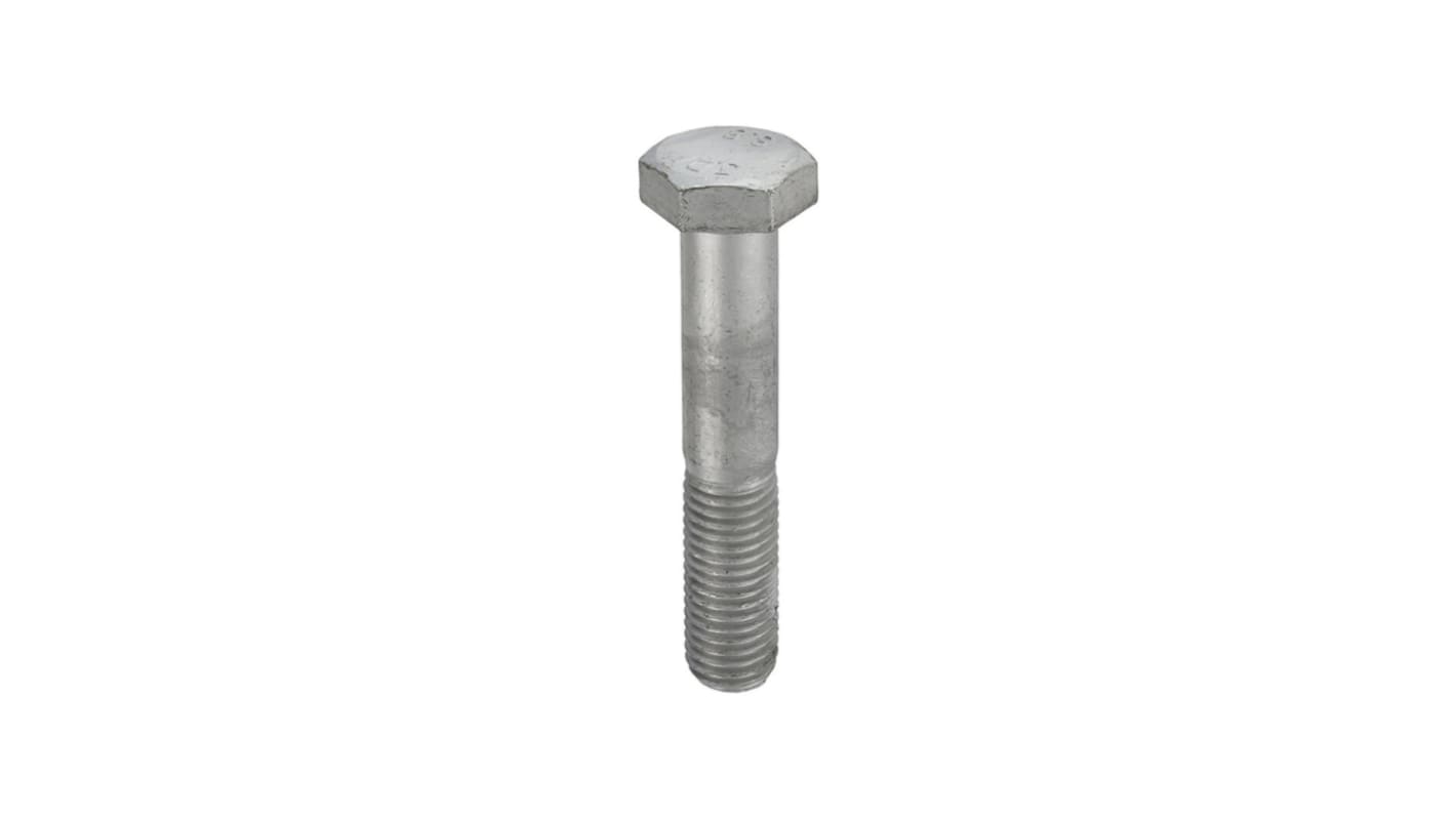 RS PRO Galvanised Steel, Hex Bolt, M16 x 80.0mm