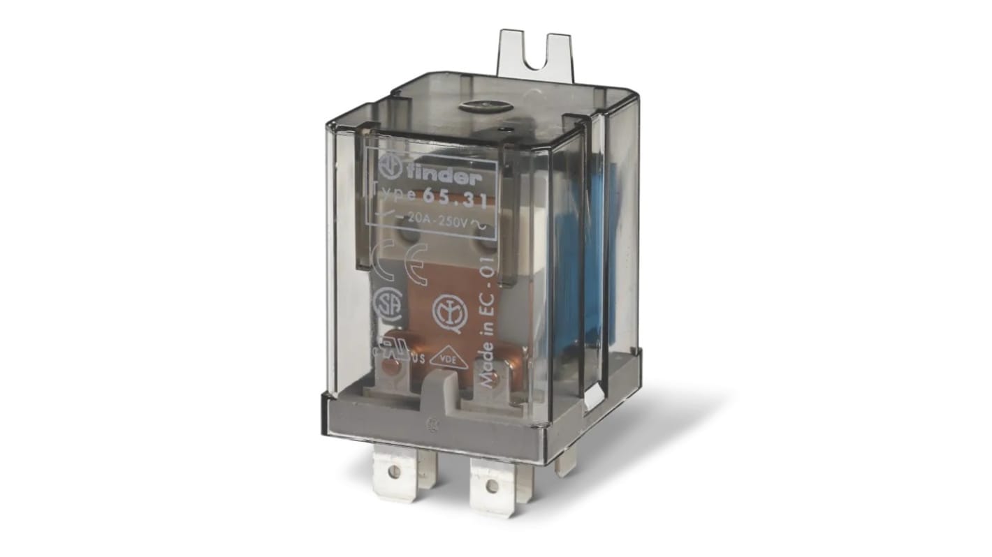 Finder Flange Mount Power Relay, 12V Coil, 40A Switching Current, SPST