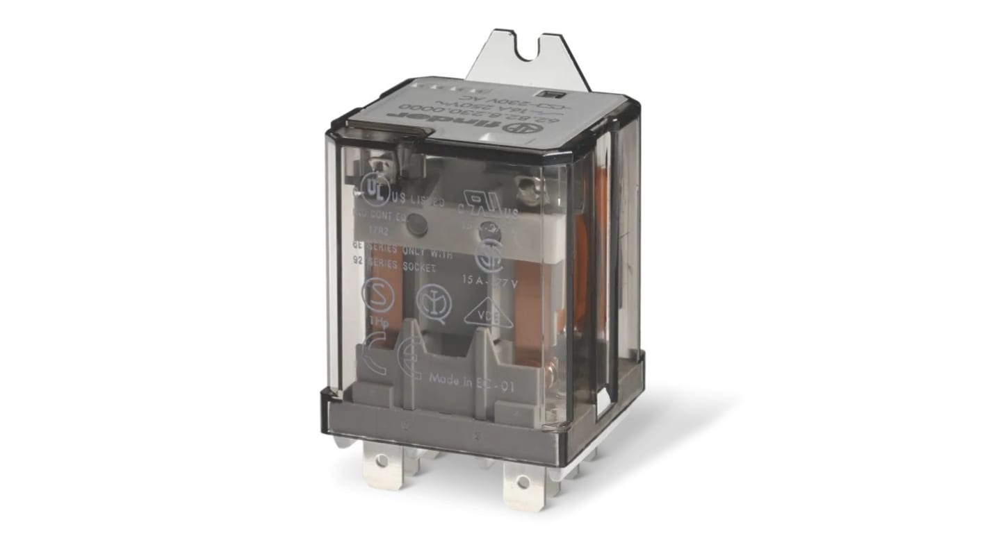 Finder Flange Mount Power Relay, 110V Coil, 50A Switching Current, DPDT